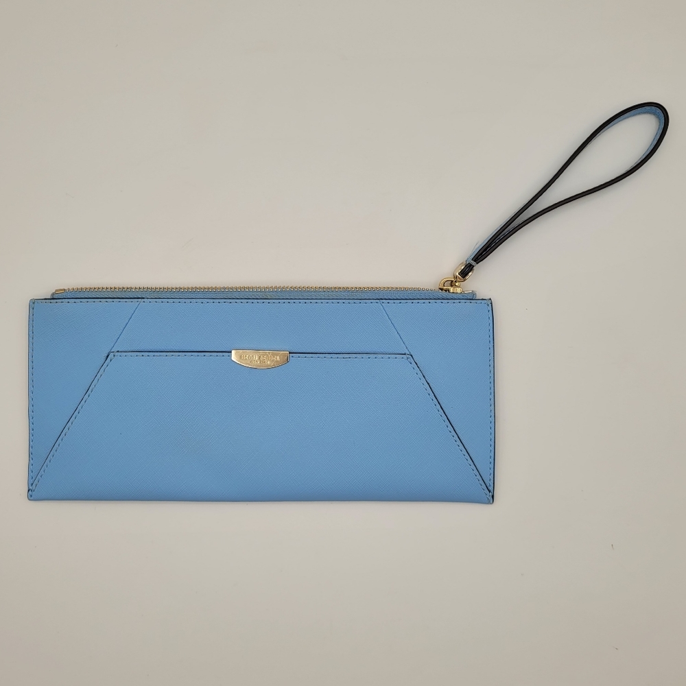 Henri Bendel Saffiano LeatherClutch Wristlet Light Blue